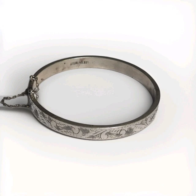 Bracelet jonc argent tige de fleur stylisée - Bijoux Anciens Schaffner
