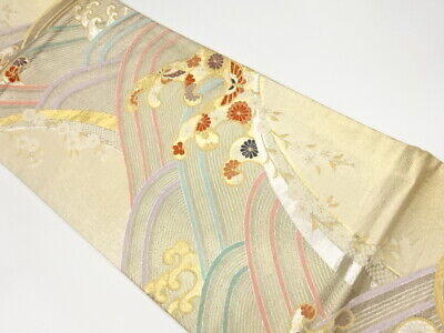 6183165: Japanese Kimono / Vintage Fukuro Obi / Woven Flowers & Butterfly