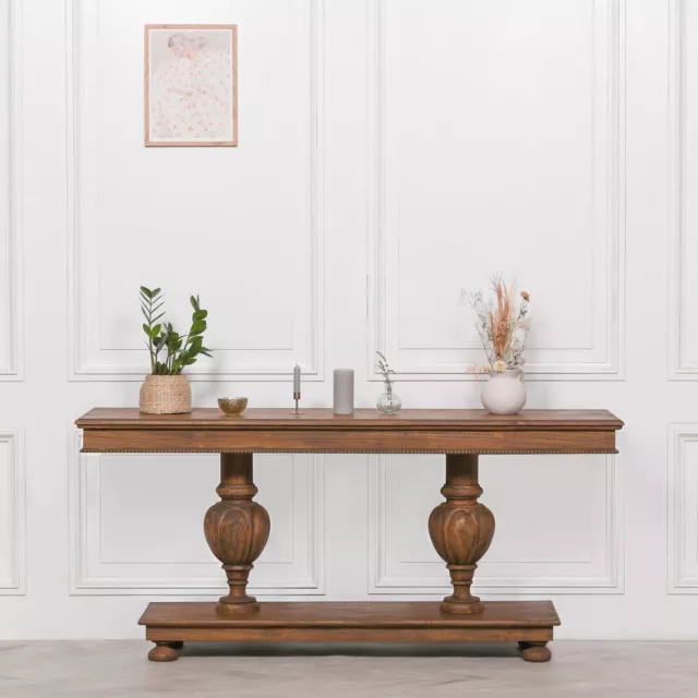 Wooden 180cm Classic French Pedestal Rustic Hall Hand Carved Large Console Table