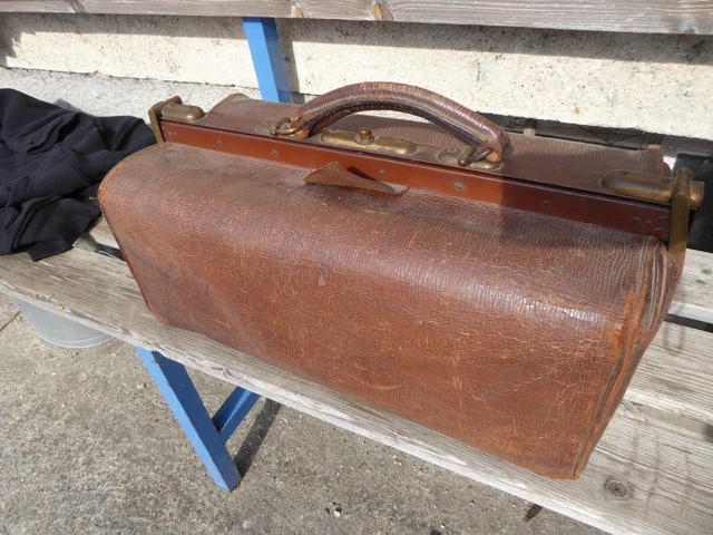 Antik Arzttasche Doktortasche Hebamme ? Original Ledertasche