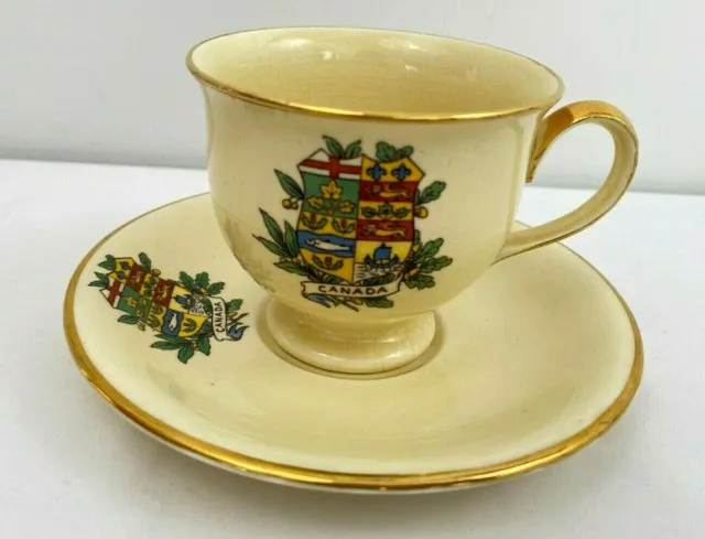 Vintage Royal Winton Grimwades China Teacup and Saucer- Canada Coat of Arms