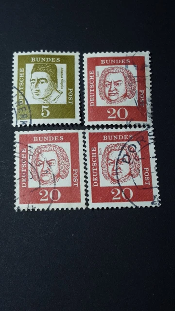 Bund Bedeutende deutsche Rollenmarken mit Nummer gestempelt 4 Stück. y1