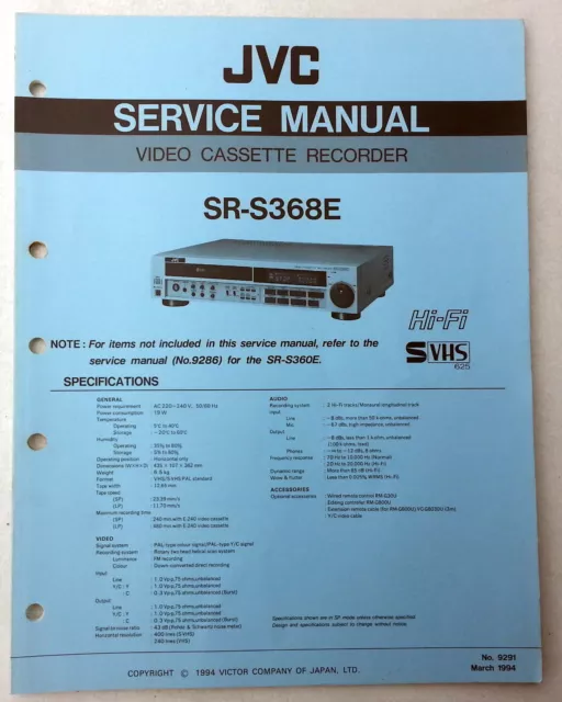 JVC SR-S368E Service Manual