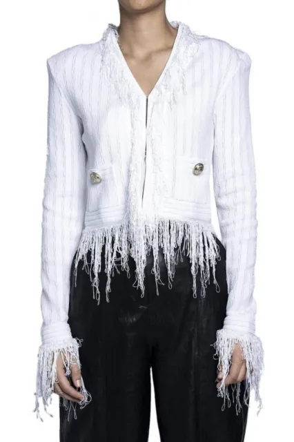 BALMAIN Fringed Knit Blazer Sweater Jumper Cardigan Size 38 UK 10 RRP £1250 NEW!