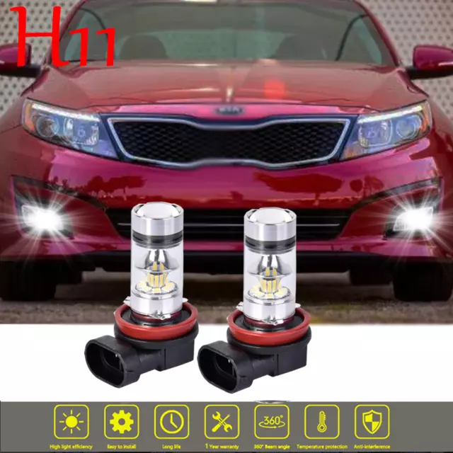 H8/H9/H11 LED Fog Light Bulb White 6000K For KIA Optima 2011 2012 2013 2014 2015