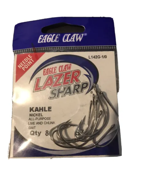 EAGLE CLAW LAZER Sharp Kahle Nickel All Purpose Hooks! Size: 1/0!! $4.49 -  PicClick