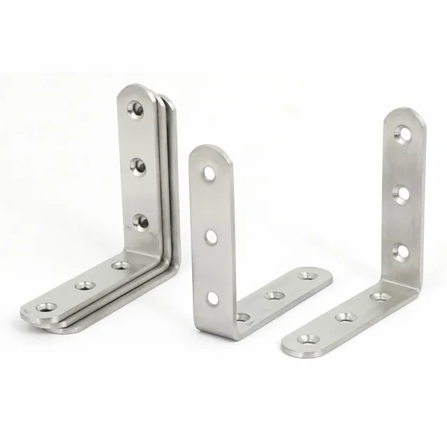 80mm Long Stainless Steel 90 Degree L Shaped Angle Bracket Brace Support 5pcs