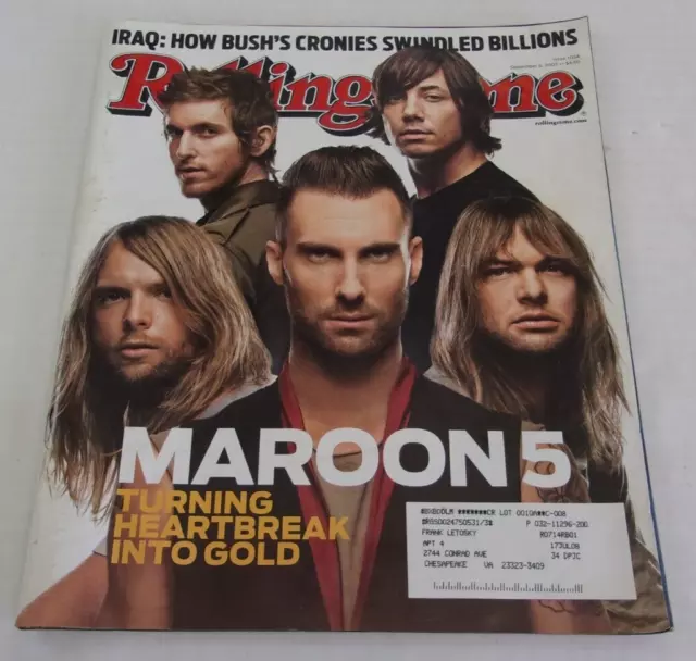 Used Rolling Stone Magazine #1034 September 6 2007 Maroon 5 Cover