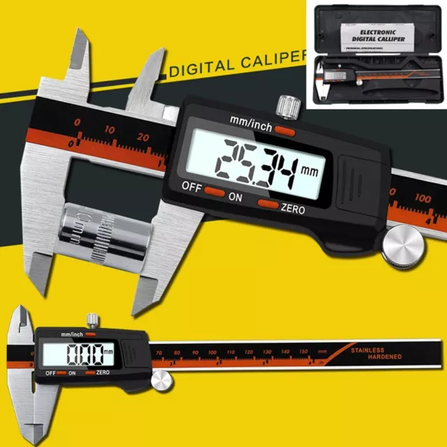 Stainless Steel Fraction MM Inch LCD Vernier Caliper Digital Display Caliper