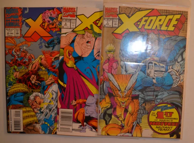 X-Force Lot of 3 #1 2nd Print,5,Annual 2 Marvel (1991) 1st Series Comics