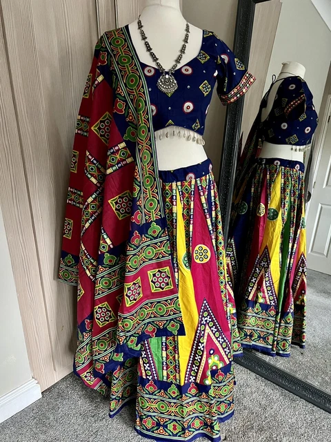 Lehenga Chaniya Choli... Taglia XL... Camicia nuovissima... blu navy