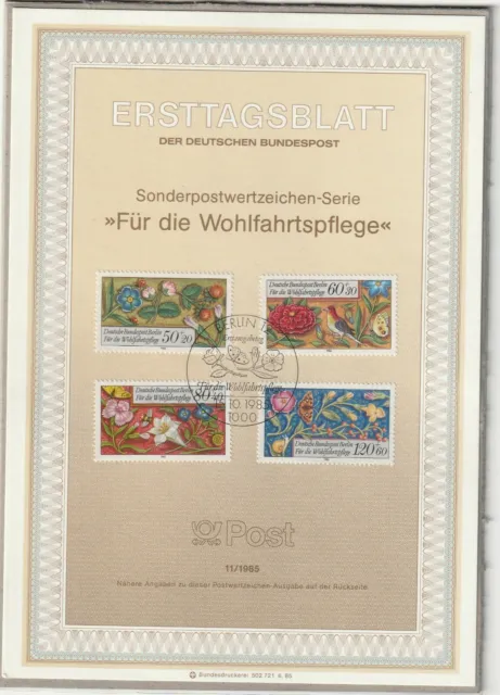 Ersttagsblatt ETB 11/1985 - "Für die Wohlfahrtspflege" - Bundespost