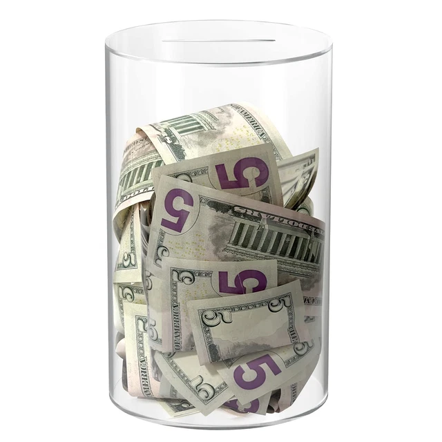 Piggy Bank for Adults Break to Open, Clear Piggy Bank Savings Jar Cash