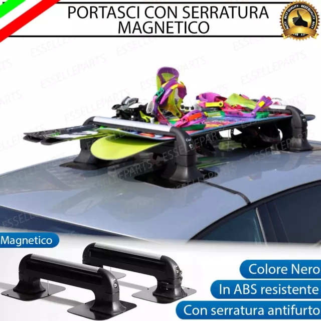 Portasci Porta Snowboard Magnetici Serratura Per 5 Sci O 2 Sci E 2 Snowboard