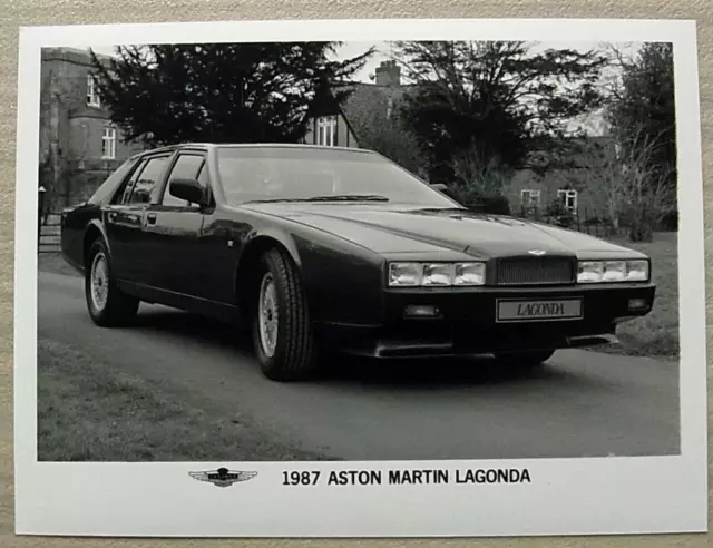 ASTON MARTIN LAGONDA Car Black & White PRESS Photograph 1987 8"x 6"