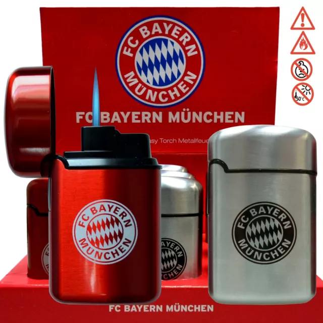 Feuerzeug FC Bayern München Easy Torch Metall Turbo Jet Flame Sturmfeuerzeug FCB