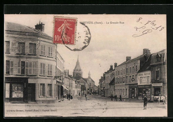 CPA Breteuil, La Grande-Rue 1918