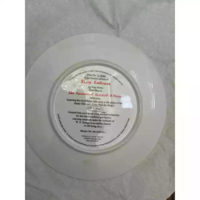 Gone With The Wind Limited Edition Plate No. 6143C Collectors Item 3