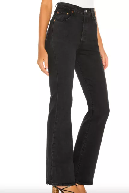 LEVIS RIBCAGE BOOTCUT Jeans Black 24W x 31L @ Womens Super High Rise £  - PicClick UK