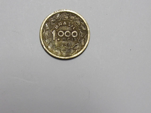 Old Brazil Coin - 1939 1000 Reis - Circulated, discolored, rim dings