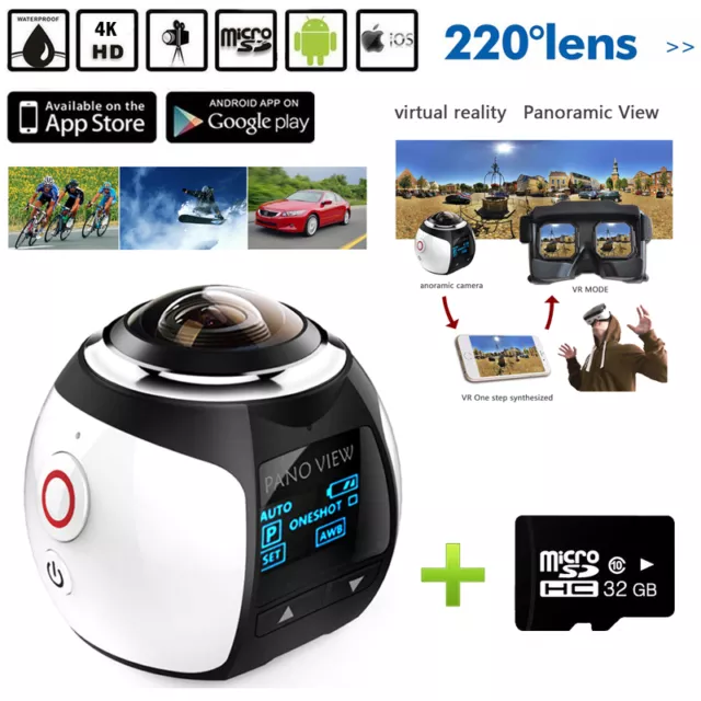 360 Degree WiFi Panoramic Video Action Camera 4K 2448P HD Sports VR Camcorder