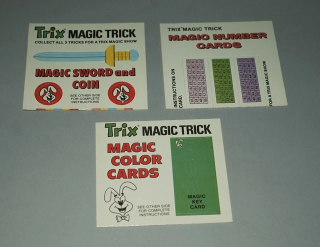 VINTAGE TRIX MAGIC Trick Cereal Premium Magic Cards Lot Of Three ...