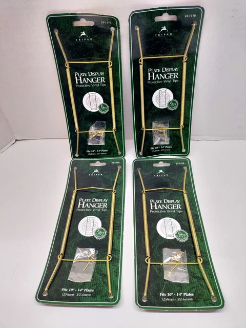 Lote de 4 nuevos colgadores de exhibición de placas de color latón Tripar de 10"" a 14