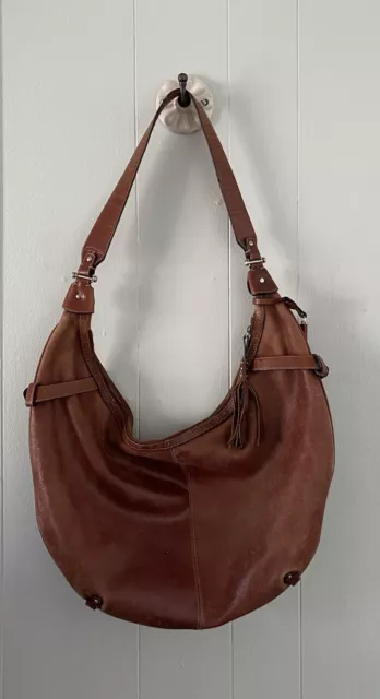 Liz Claiborne Leather Hobo Shoulder Bag Purse Distressed Brown *READ