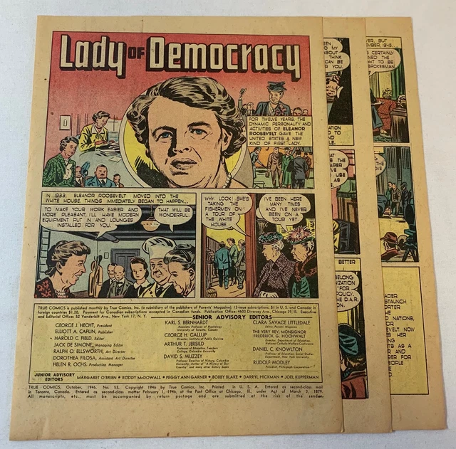 1946 Cinque Pagina Cartoon Story ~ Eleanor Roosevelt