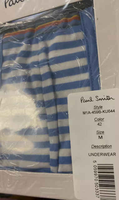 $30 Paul Smith Men's Blue Striped Cotton Underwear Stretch Boxer Brief Trunk M 2