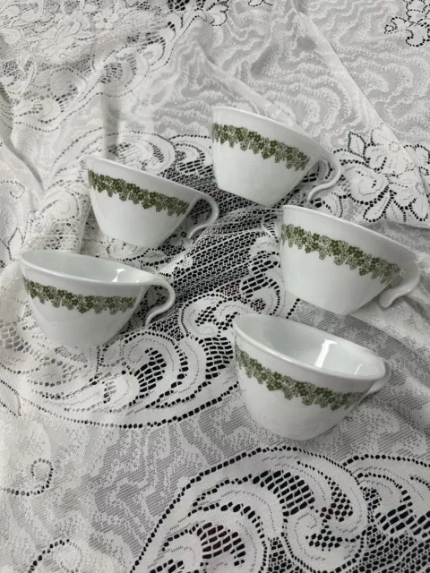 Corelle By Corning Green Spring Blossom Crazy Daisy 1970 Cups Set Of 5