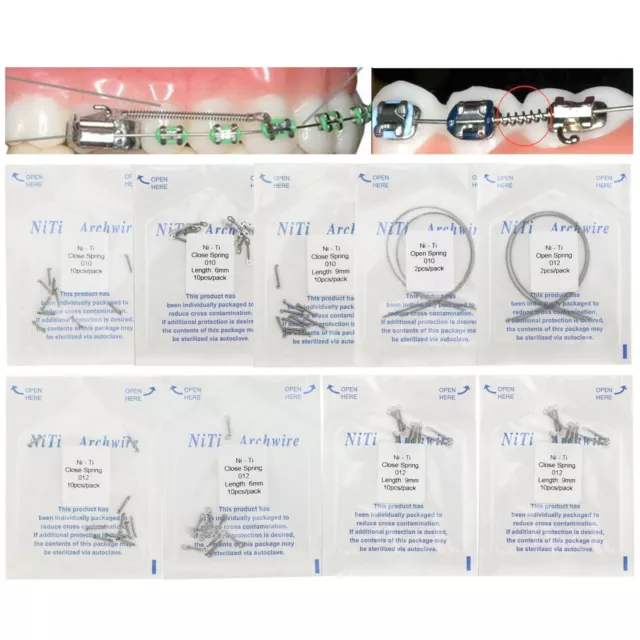 Dental Orthodontic Niti Closed Open Coil Spring Arch Wires 010/012 6mm,9mm,12mm