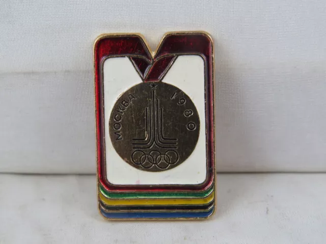 Vintage Olympic Pin - Medal Design Official Logo Moscow 1980 - Stamped Pin
