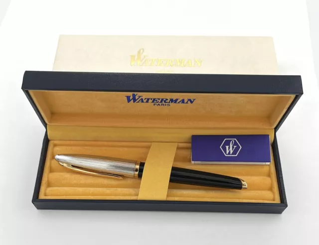 Waterman Carene Black & Silver cap fountain pen nearmint in box