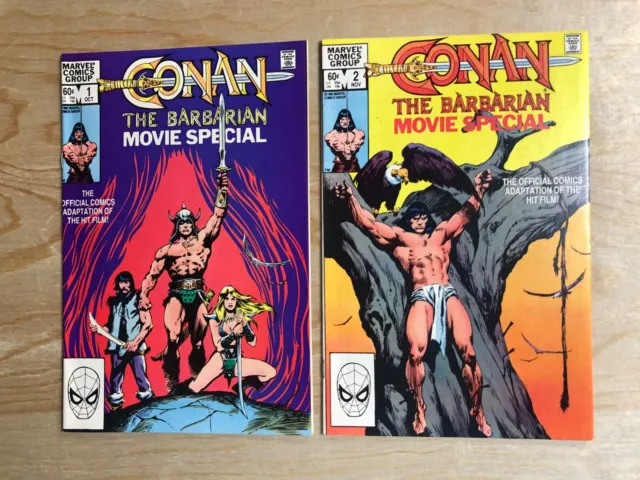 Conan The Barbarian Movie Special Comic Book Lot #1 & #2. Marvel 1982. See Pics
