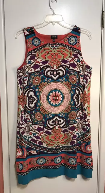 Nicole Miller Women's size Large Floral Sleeveless Shift Dress Colorful