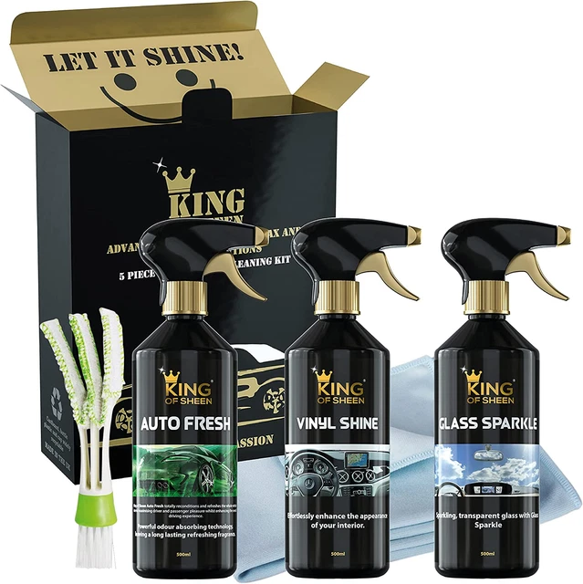 Kit de limpieza interior de coche King of Sheen - fresco automático 500 ml, brillo vinilo 500 ml