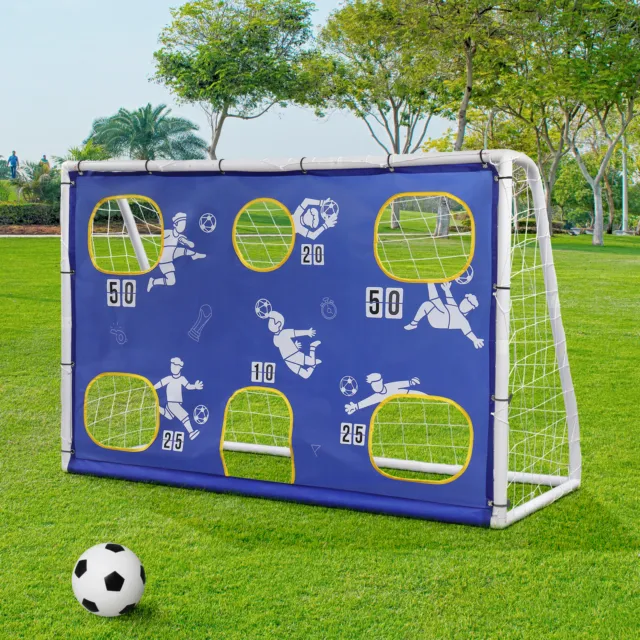 3-in-1 Football Goal Teenager Junior Soccer Training+ Target Net +Ball 6x4Ft