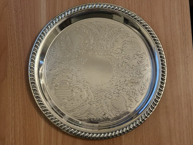 VINTAGE SHERIDAN SILVER Plated 12” Serving Tray PicClick CA