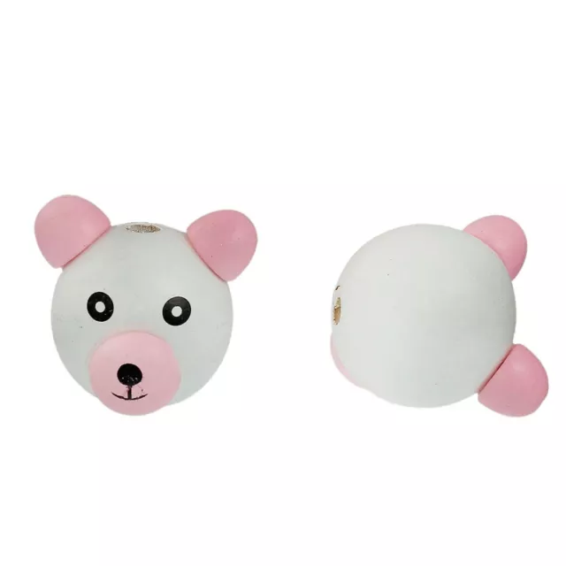 Perle 3D Ourson Rose et Blanc 25mm Tete Ours