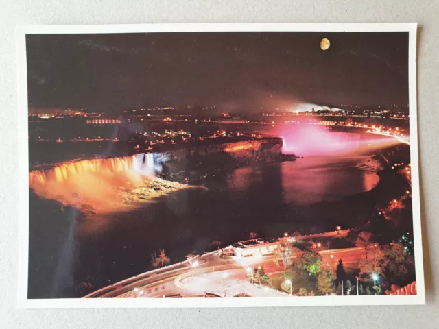 NIAGARA FALLS Ontario Horseshoe Falls at Night Vintage Postcard (Canada)