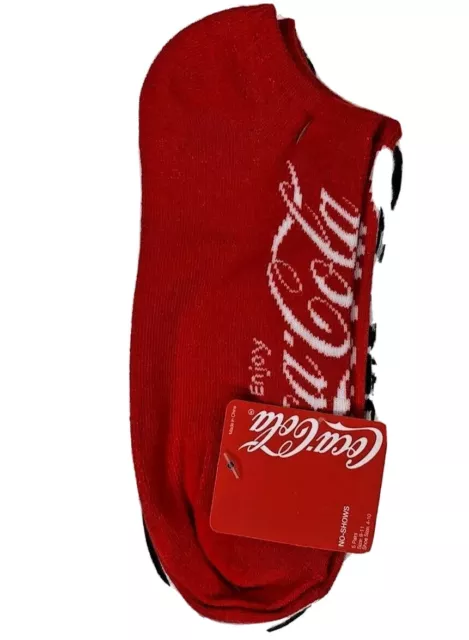 Coca Cola 5 pair no show womens socks size 9-11 multicolored Coke logo