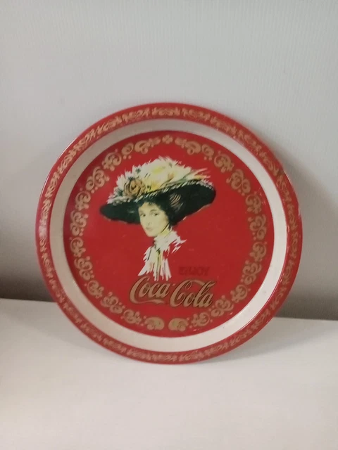 Vintage 1982 Enjoy Coca Cola Metal Drink Tray With Woman Wearing Hat soda #18