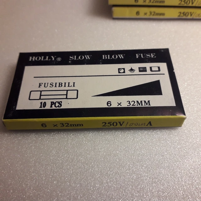 Fusible en verre  6x32mm 250V.T100mA (1boite de 10).SLOW BLOW T100mA 250V.HOLLY.