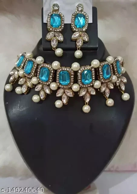 Indian Bollywood Style Designer Gold Plated Fashion Bridal Jewelry Necklace Set
