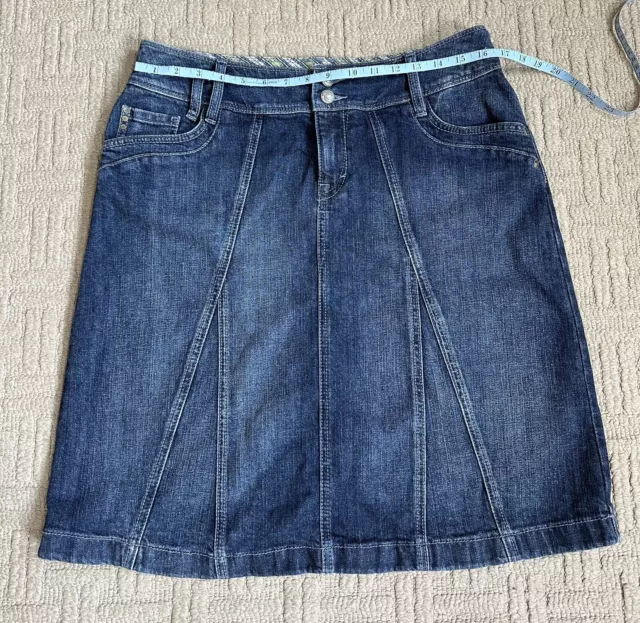 ESPRIT DE CORP Denim Blue Jean A Line Paneled Skirt Size 12 3