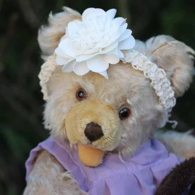Mignon ancien STEIFF ours en peluche & robe de poupée douce 🙂 avec chien