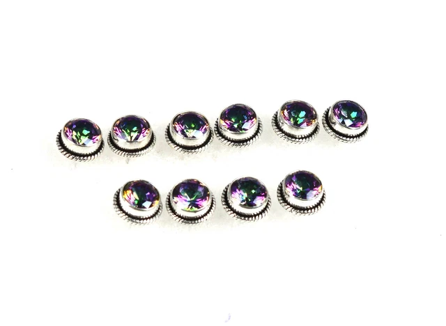 Wholesale 5Pr 925 Solid Sterling Silver Cut Mystic Topaz Stud Earring Lot D542