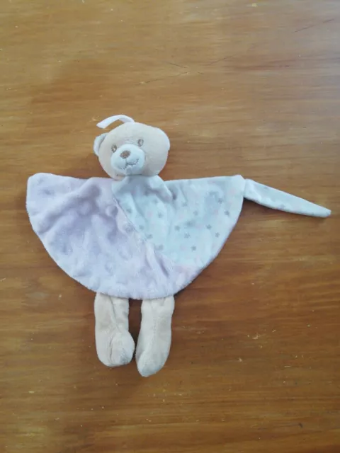 Doudou Bisous D'ange Ours Plat Rose Étoile Blanc Gris marron Tom & kiddy