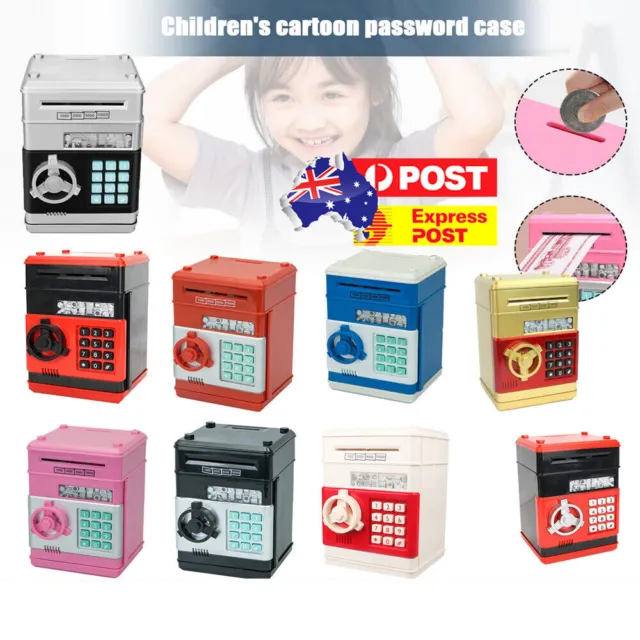 Kids Electronic Money Box Safe Piggy Bank Money Coin Note Mini ATM Cash Machine